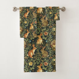 Conjunto De Toalhas William Morris Woodland Coelhos Florais Natal
