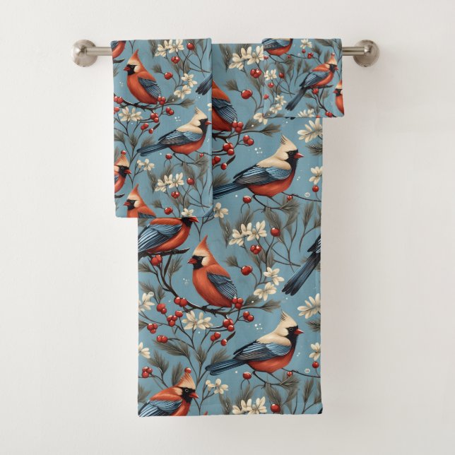 Conjunto De Toalhas Winter Christmas Cardinal  (Insitu)