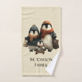 Conjunto De Toalhas Winter Penguin Family Personalized Design