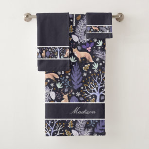 Conjunto De Toalhas Winter Woodland Violet/Dourado ID785