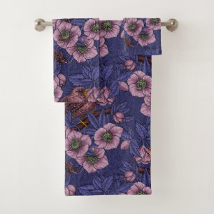 Conjunto De Toalhas Wren e hellebore, violeta e rosa