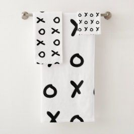 Conjunto De Toalhas X&O branco e preto X O XO X&O - Trendy Cute