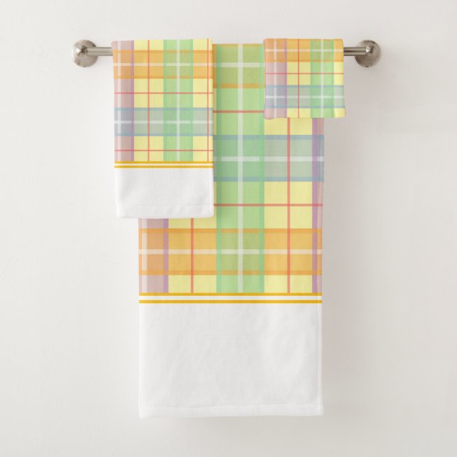 Conjunto De Toalhas Xadrez Amarelo  (Insitu)