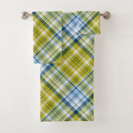Conjunto De Toalhas Xadrez Amarelo E Azul