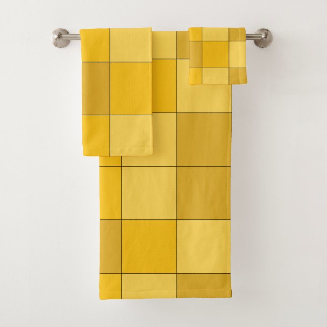 Conjunto De Toalhas Xadrez Amarelo Mostarda  (Insitu)