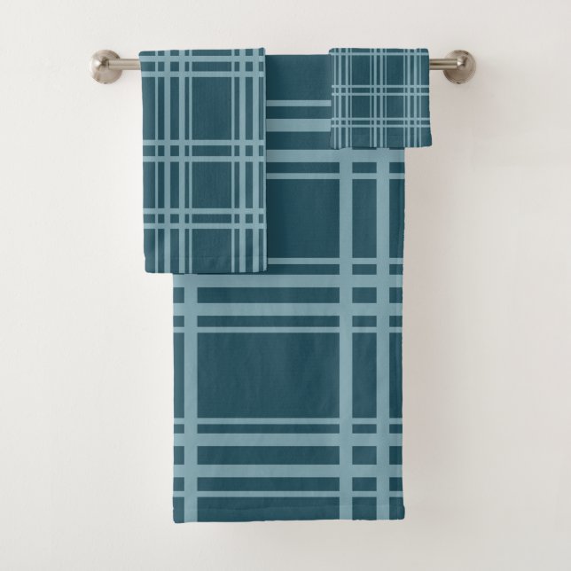 Conjunto De Toalhas Xadrez azul (Insitu)