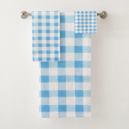 Conjunto De Toalhas Xadrez Azul Bebê