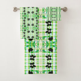 Conjunto De Toalhas Xadrez Azul Branco E Verde