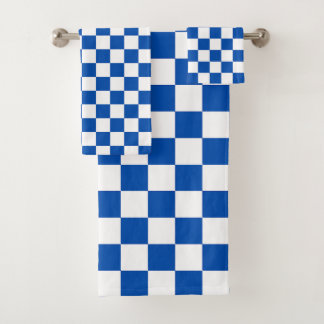 Conjunto De Toalhas Xadrez azul cobalto clássico