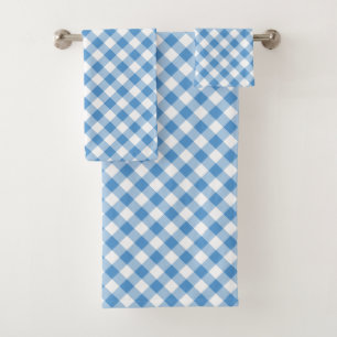 Conjunto De Toalhas Xadrez azul e branca da luz diagonal - do búfalo