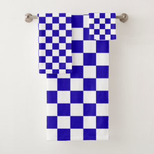 Conjunto De Toalhas Xadrez azul profundo