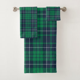 Conjunto De Toalhas Xadrez Azul Verde Clássico