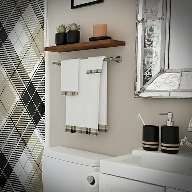 Conjunto De Toalhas Xadrez branca e bronzeada (Criador carregado)