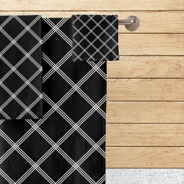 Conjunto De Toalhas Xadrez branca e preto clássico (Criador carregado)