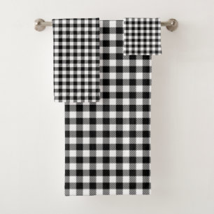 Conjunto De Toalhas Xadrez branca e preto clássico