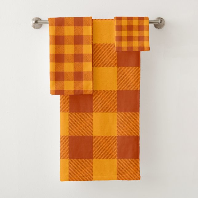 Conjunto De Toalhas Xadrez Búfalo Âmbar Mel (Insitu)