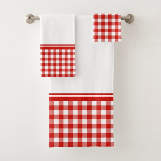 Conjunto De Toalhas Xadrez Búfalo Vermelho e Branco (Insitu)