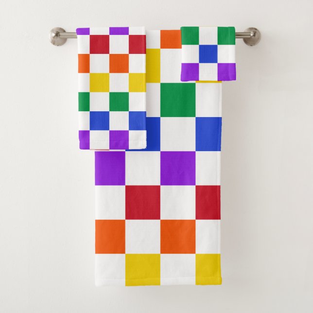 Conjunto De Toalhas Xadrez Checkered do arco-íris colorida (Insitu)