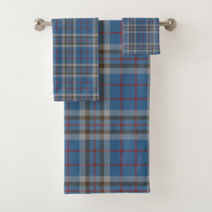Conjunto De Toalhas Xadrez Clan Thompson Cinza Blue Check Tartan