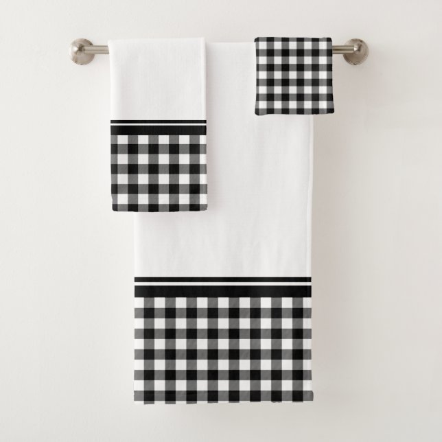 Conjunto De Toalhas Xadrez de Búfalo Preto e Branco (Insitu)