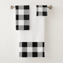 Conjunto De Toalhas Xadrez de Búfalo Preto e Branco Vintage