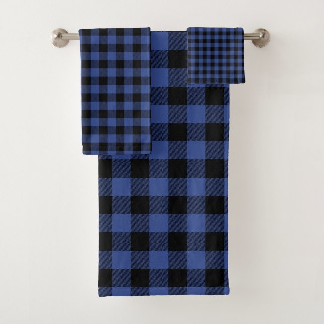 Conjunto De Toalhas Xadrez de Buffalo - Homem-Flannel Azul (Insitu)