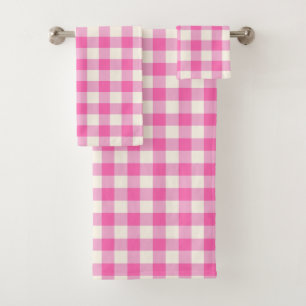 Conjunto De Toalhas Xadrez de Cottagecore Rosa Gingham