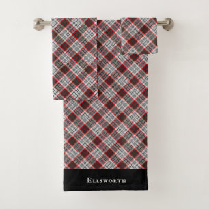 Conjunto De Toalhas Xadrez de Edimburgo, Tartan Cinza Vermelha Preta