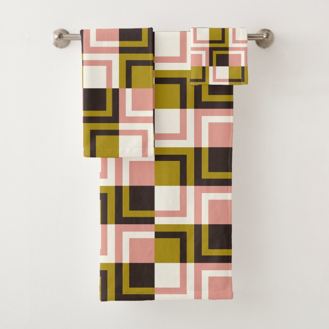 Conjunto De Toalhas Xadrez de Ivory de Chocolate Rosa Dourada (Insitu)