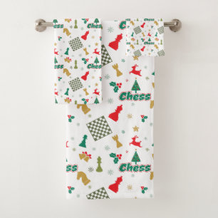 Conjunto De Toalhas Xadrez de Natal - Pedaços, Árvore, Holly, Reindeer