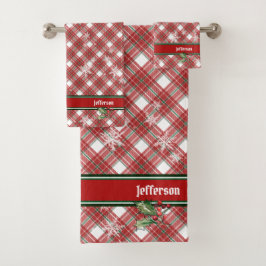Conjunto De Toalhas Xadrez de Natal Vermelho Verde