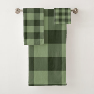 Conjunto De Toalhas Xadrez de Quadrados da Floresta Verde