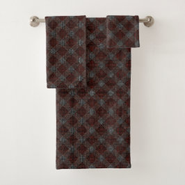 Conjunto De Toalhas Xadrez de tartã transversal marrom com alivio de c