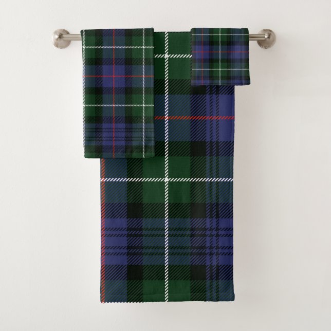 Conjunto De Toalhas Xadrez Elegante Rústico Roxo e Verde Tartã (Insitu)