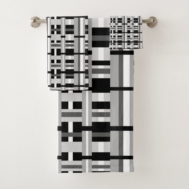 Conjunto De Toalhas Xadrez em preto, branco e Cinza (Insitu)