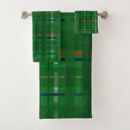 Conjunto De Toalhas xadrez em verde, vermelho, azul, ouro e prata