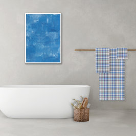 Conjunto De Toalhas Xadrez Escocês Azul Castanho Claro