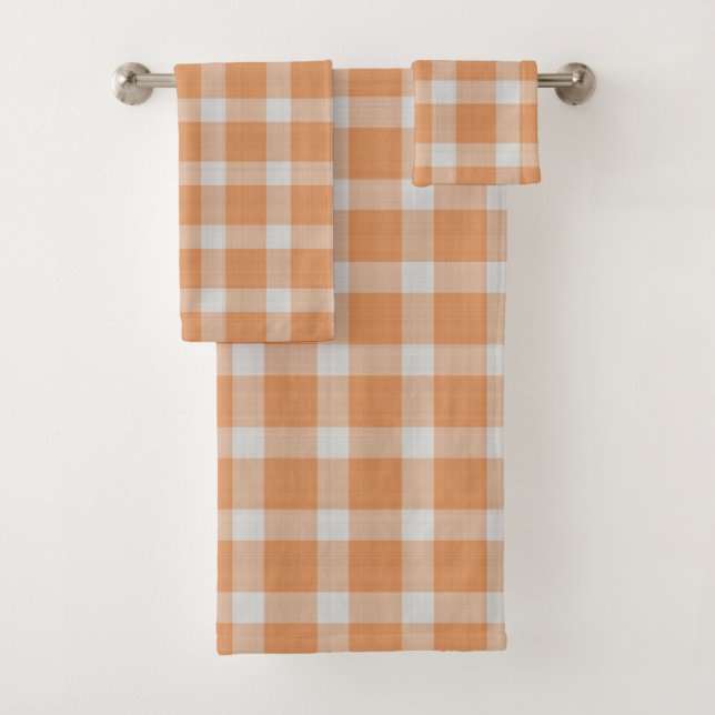 Conjunto De Toalhas Xadrez Escocês Laranja Persa (Insitu)