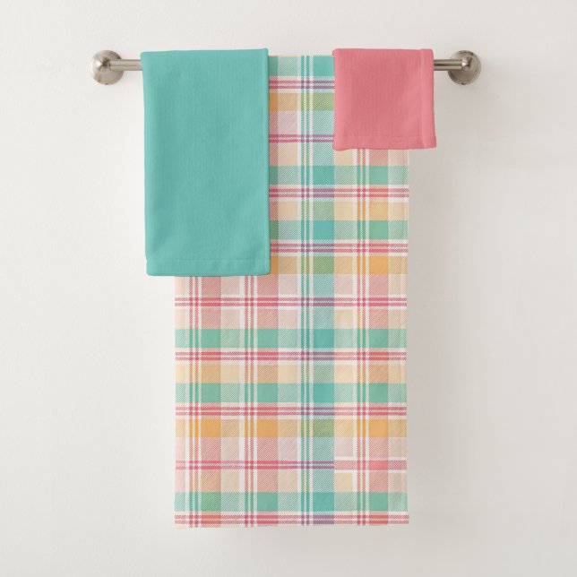 Conjunto De Toalhas Xadrez Escocês Multicolorido (Insitu)
