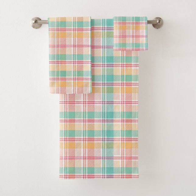 Conjunto De Toalhas Xadrez Escocês Multicolorido (Insitu)