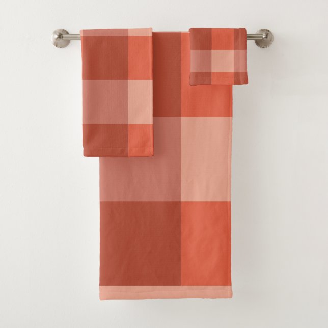 Conjunto De Toalhas Xadrez Laranja Peach Fuzz  (Insitu)