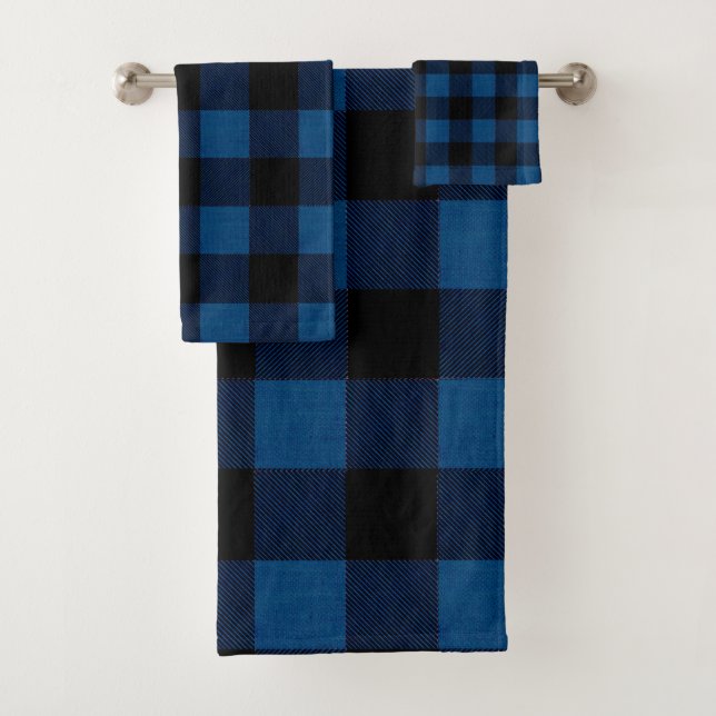 Conjunto De Toalhas Xadrez Lenhador Azul (Insitu)