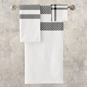 Conjunto De Toalhas Xadrez Moderna Preta e Branca