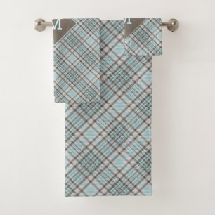 Conjunto De Toalhas Xadrez Monograma Personalizada / Padrão Tartan