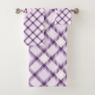 Conjunto De Toalhas Xadrez Monograma Personalizada / Padrão Tartan