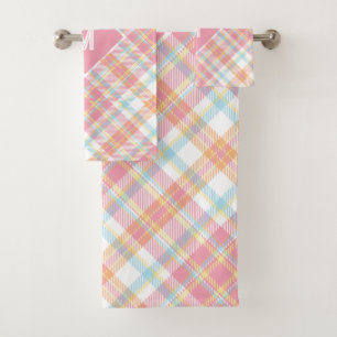 Conjunto De Toalhas Xadrez Monograma Personalizada / Padrão Tartan