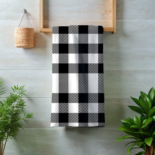 Conjunto De Toalhas Xadrez Preto Branco Buffalo Gingham Xadrez