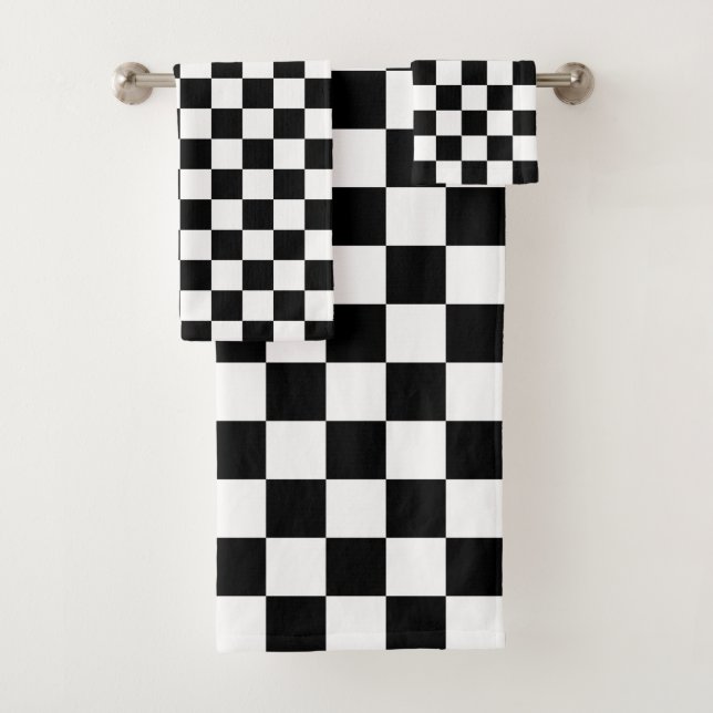 Conjunto De Toalhas Xadrez preto clássico (Insitu)