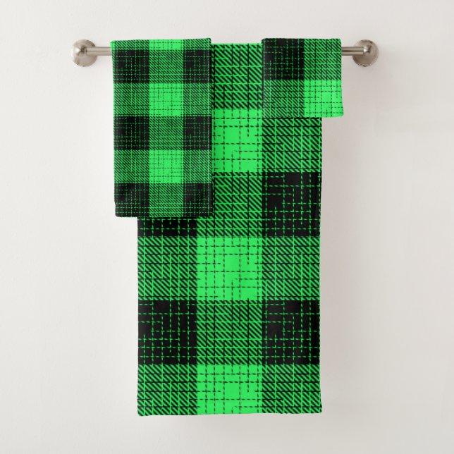 Conjunto De Toalhas Xadrez Preto Verde (Insitu)