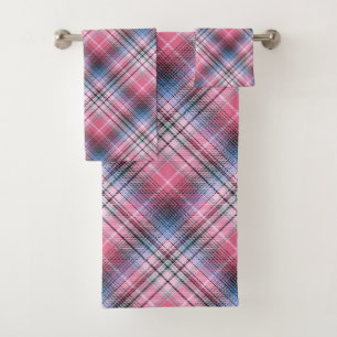 Conjunto De Toalhas Xadrez Rosa